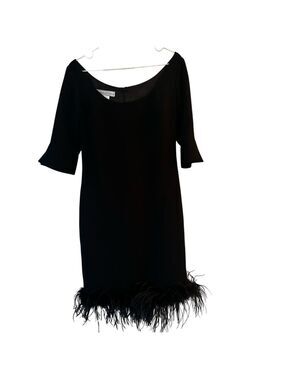 CATHERINE CURTIS Feather Trim Party Dress  Cocktail Dress MADE IN CANADA sz 10